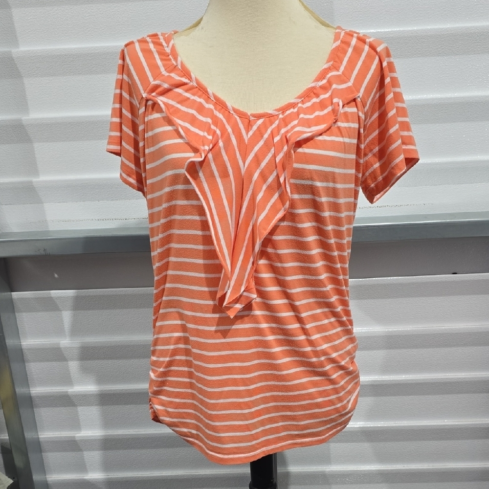 French Laundry‎ Orange Relaxed Ruffled Blouse